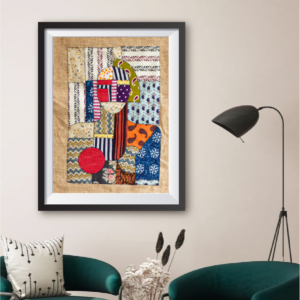 Abstract Printed Fabric Patchwork Art