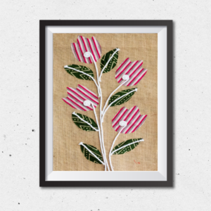 Pink Tulips Fabric Patchwork Art