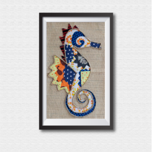 Seahorse Printed Fabric Patchwork Art