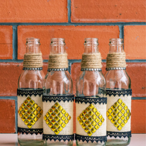 Jute Golden Bottle Art