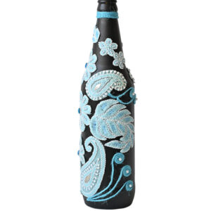 Royal Blue floral Patch Work Bottle
