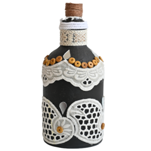 White lace bead work bottle
